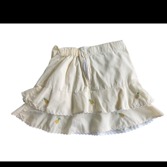 Florence Eiseman Yellow White Stripe Pineapple Embroidered Skirt Girls Size 4 - Picture 5 of 6